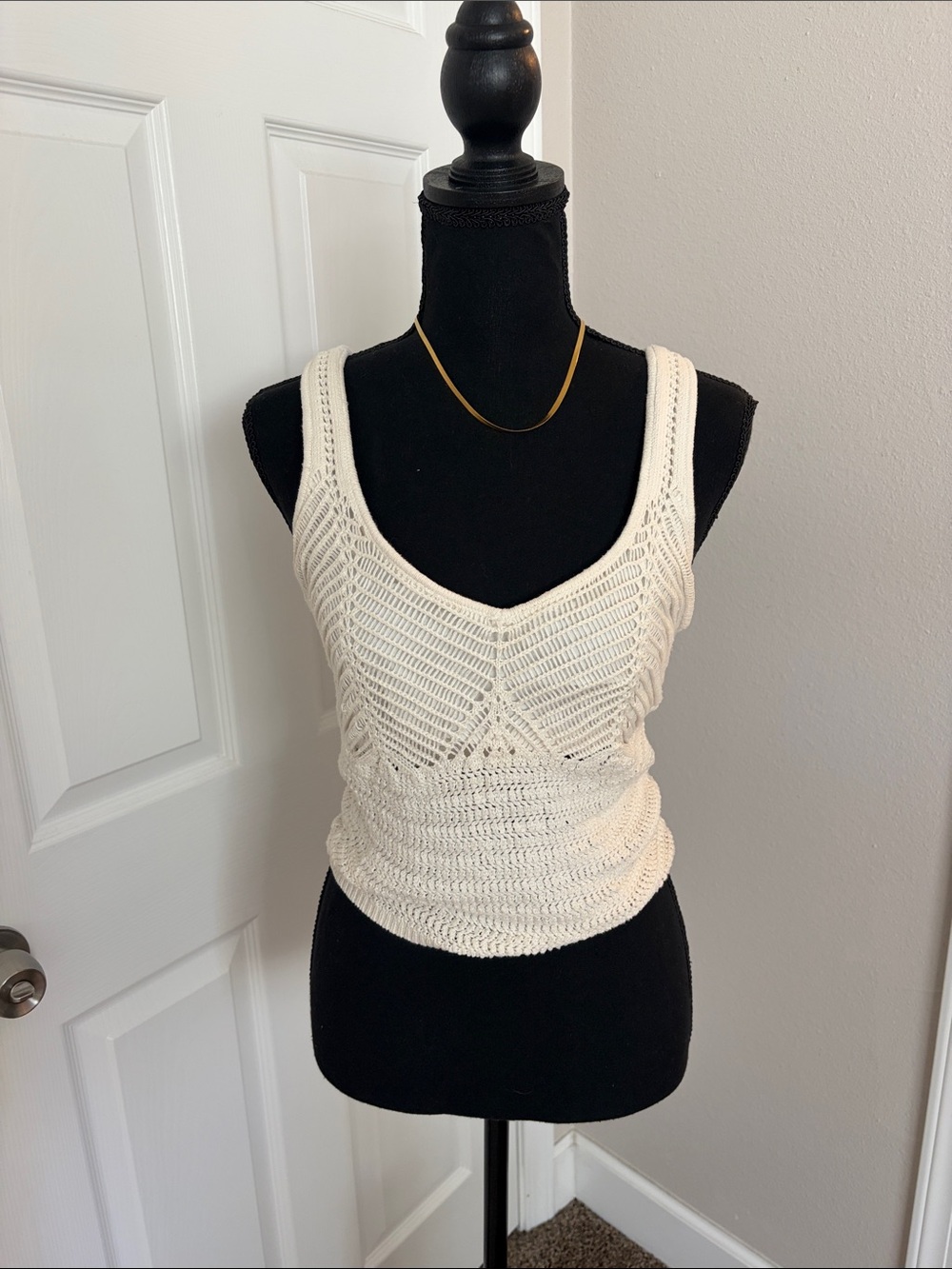 A & F Crochet Tank Top - Sleeveless Knit Summer Top